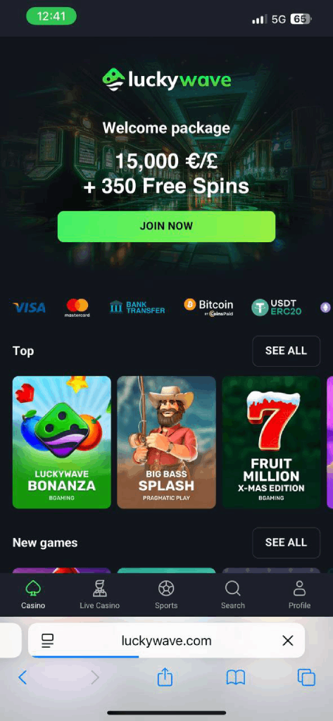 LuckyWave Casino — mobiel